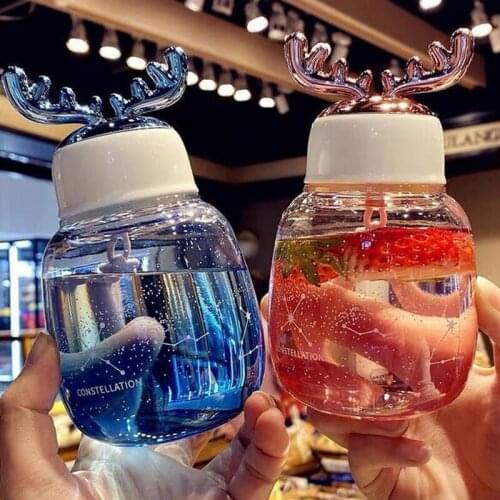 Fashionable cute couple glass water cups creative and personalized trend water cups