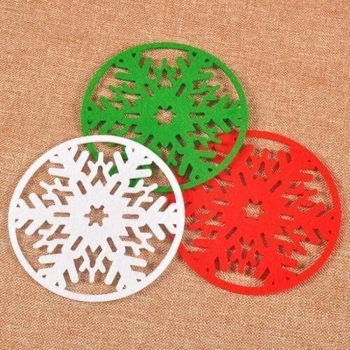 Merry Christmas Snowflakes Cup Mat Home Decor Christmas Table Dinner Party Dish Tray Pad LX8670