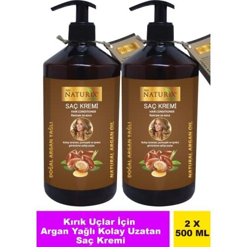 Naturix 2'Li Fast Hair Extension Effect Natural Argan Oil Hair Care Cream 500 Ml Argan Hair Cream