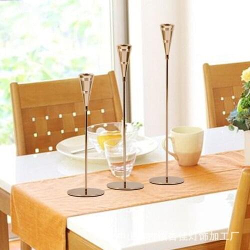 2021 new Candlestick decoration simple gold home romantic candlelight dinner aluminum Candlestick decoration