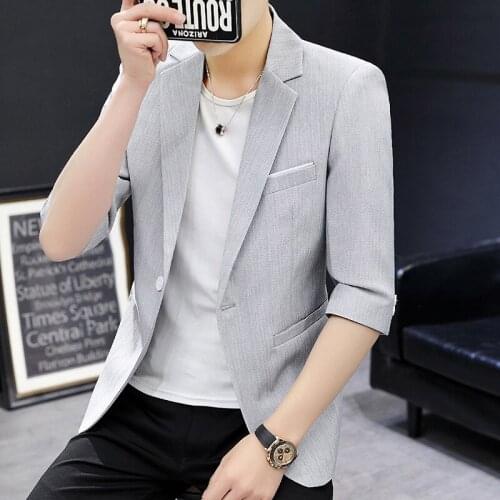 2021 Mens Summer New Half Sleeve Casual blazer Youth Slim Handsome blazer