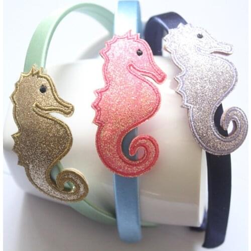 Novelty Sea horse Hairbands Glitter Girls Headwear Cute Kids Animal Shape Hair Accessory 2pcs Young Girls Headwear Hot sale