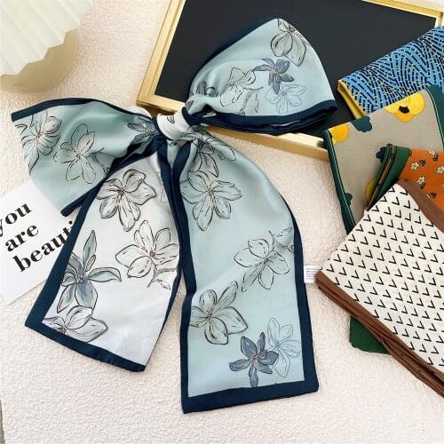 New Long Hairband Silk Scarf Female Spring and Autumn Fashion Business Scarf Thin Bag Decorate Ribbon Waistband Neck Tie Scarf