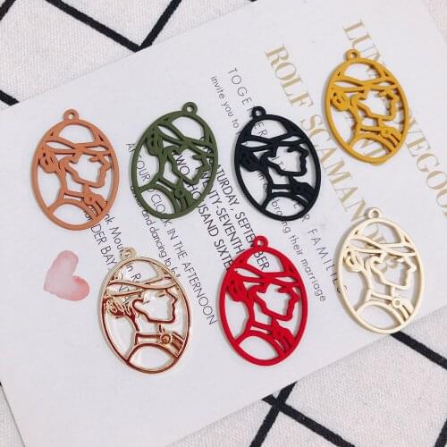 New style 50pcs/lot color Rubber paint girls core geometry ovals shape alloy floating locket charm diy jewelry earring accessory