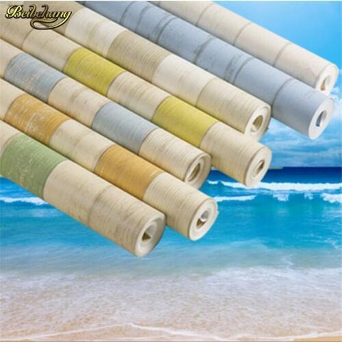 Beibehang Mediterranean style nostalgic wood grain wallpaper living room bedroom TV retro vertical striped papel de parede