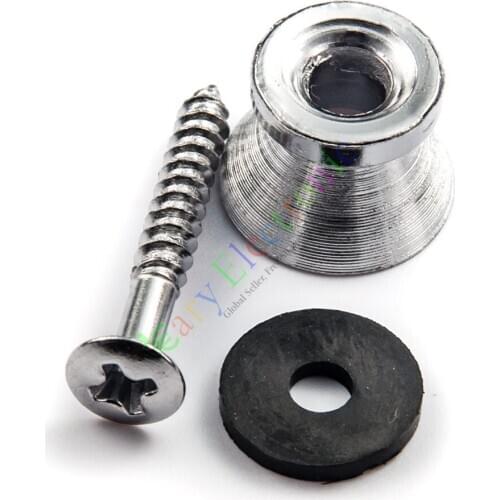 Wholesale and retail 10pc Silver Strap Locks Buttons Round Head For Guitar Bass Schaller Style Chrome free shipping