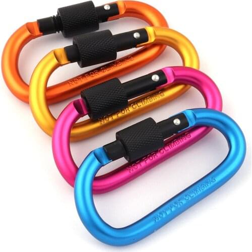 Pink Carabiner Clip with Screw Gate,Climbing Lock Keychain Clip,Key Ring Clasp,Spring Buckle Snap Hook for Bag Outdoor Camping