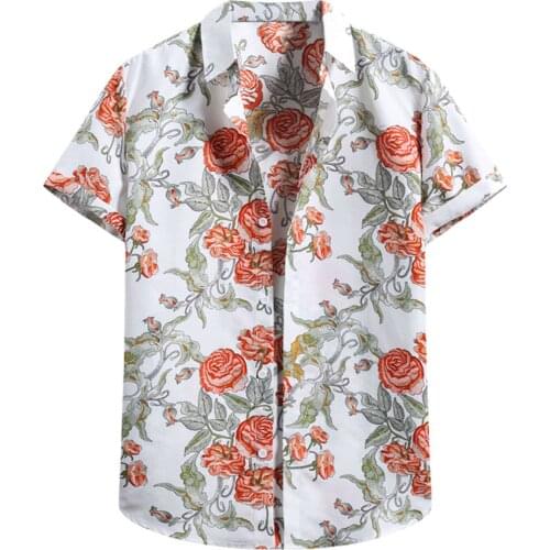 2021 Summer Shirt For Men Short Sleeve Shirts Blouse Hawaiian Beach Flower Shirt Men Loose Print Shirt Tops camisa masculina