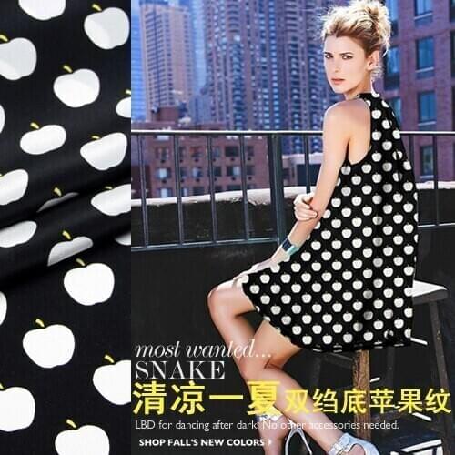 114cm silk fabric 14mm anti-wrinkle silk crepe de chine fabric apple print shirt dress crepe fabric wholesale silk cloth