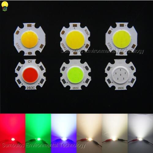10PCS 20MM Rounded LED COB Chip On Board Light Source 3W 5W 7W Red Blue Green Warm Nature Cold White for Spotlight Downlight DIY