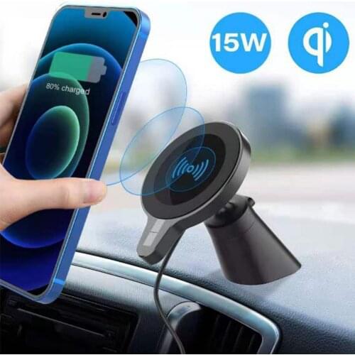 Universal Car Phone Holder Air Outlet Snap Fixed 15W Fast Wireless Charging Magnetic Attraction Automatic Clamping Support Frame