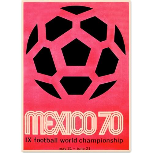 "Mexico 1970 WORLD CUP" Vintage Football Posters Painting Wall Sticker Brown Retro Matte Kraft Paper Print Art Home Decoration
