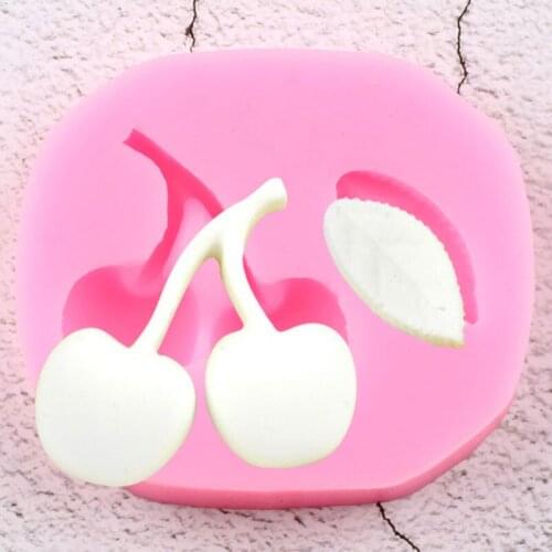 Cherry Silicone Molds Leaves Cupcake Topper Fondant Cake Decorating Tools DIY Cookie Baking Candy Clay Chocolate Gumpaste Moulds