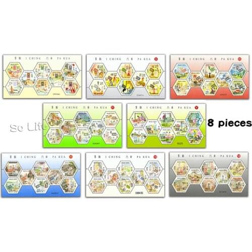 Eight trigrams in the book of changes (1-8) , Souvenir sheet . 8 pieces . China Macao Stamps , Philately , Postage , Collection