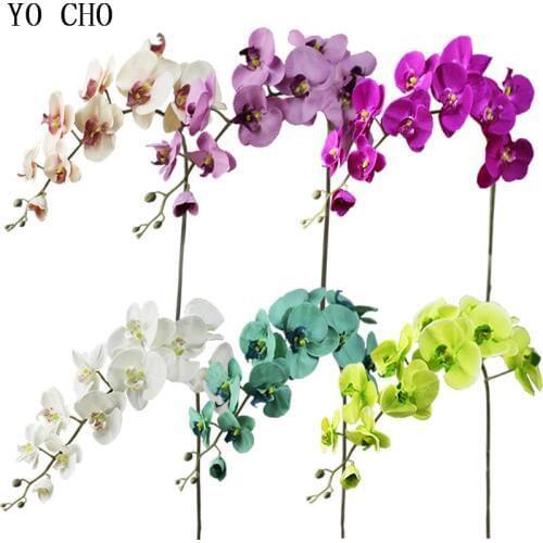 HI-Quality Artificial Orchid Flowers Real Butterfly Orchid White Silk Flower Bouquet Phalaenopsis Wedding Home Decoration Flower