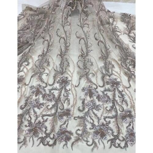High Quality Sequins Beads Embroidered Tulle Lace French Mesh African Fabric For Evening Dresses Sew Accessories Wedding Dress