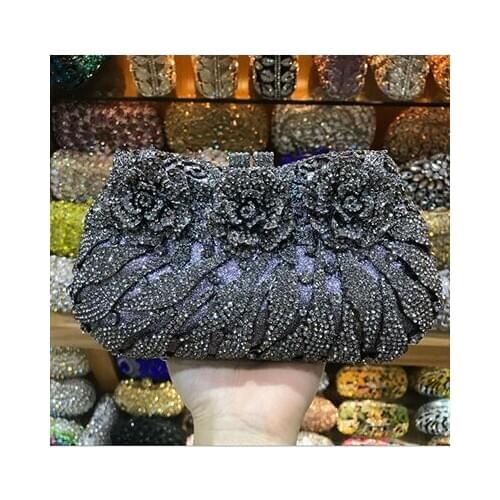XIYUAN BRAND Flower Women Metal Crystal Clutch Evening Bags Bridal Handbags Wedding day Clutches Party mini coin Purse wallet