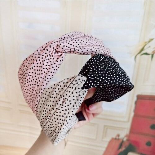 Women Elegant Chiffon Dot Pattern Knotted Headband Hair Bands Hair Hoop Korean Lady Sweet Fashion Hair Accessories Hair Jewelry