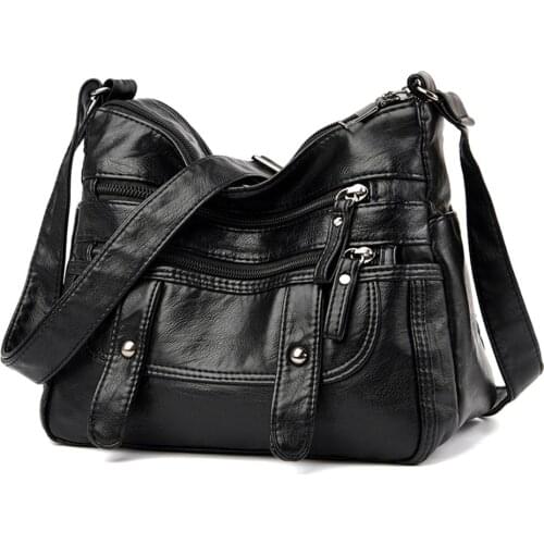 Women Daily Shoulder Messenger Bags Fashion Solid Color PU Leather Large Capacity Top-handle Handbags Female Daiky Shoulder Bags