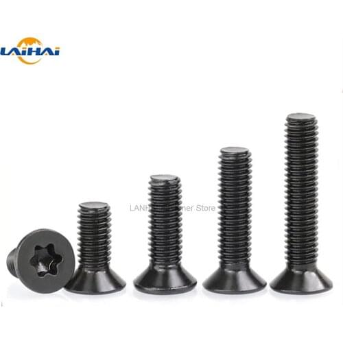 10/50 M2 M2.5 M3 M4 M5 M6 Black 304 Stainless Steel GB2673 Six-Lobe Torx Head Flat Countersunk Screw Six Lobe Bolt Machine screw