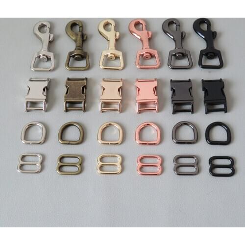 10Sets/Pack Inner 15mm Webbing Straps Metal D Ring Sider Belt Buckle Snap Clip Hook For Pet Dog Collar Lobster Clasp Accessory