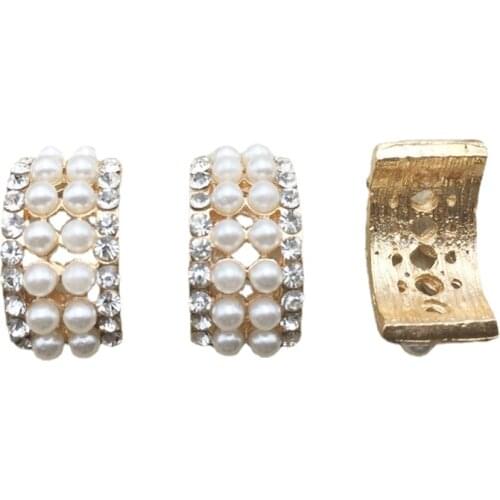 10pcs lot Chic Arch Shape Crystal Rhinestone Buttons For Wedding Embellishment Round Pearl Button Decoration