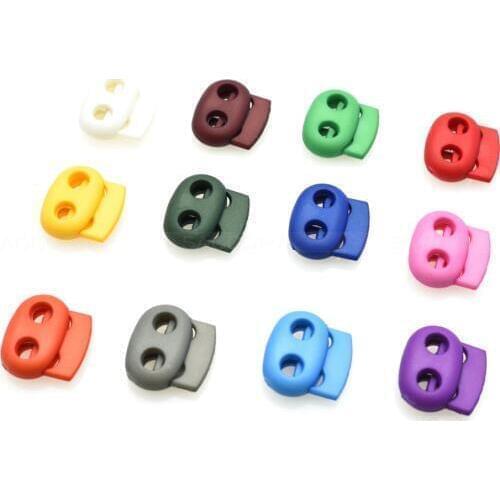 12pcs/pack Mixed Colorful 5mm Hole Plastic Stopper Cord Lock Bean Toggle Clip Apparel Shoelace Sportswear Accessorie