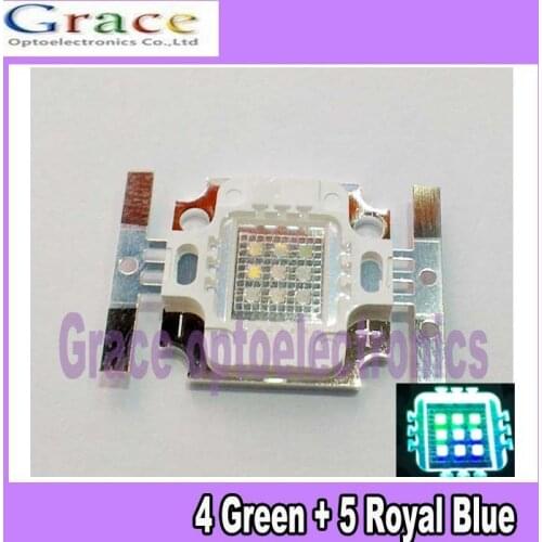 2pcs 10W Cyan 490nm Square 4 Green +5 Royal Blue High Power LED Light Bulb