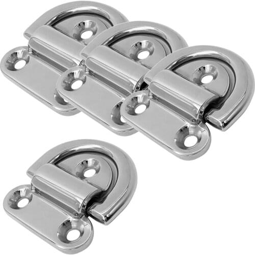 4pcs Large Folding Pad Eye Deck Lashing Ring Staple Cleat for Marine Boat