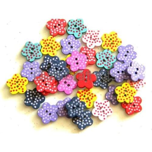 600pcs Dotted Wooden Flower Buttons for Bracelet button jewelry flowers and dots sunflowers wood buttons charm pendants