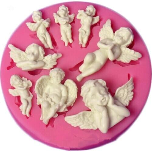 Angel Baby Pink Silicone Mold Chocolate Candy Molds Fondant Cake Decorating Tools DIY Cake Pastry Baking Moulds