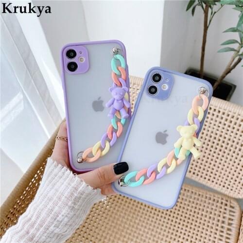 3D Rainbow Bracelet Bear Phone Case For iphone 12 Pro Max MiNi 11 Pro 7 8 Plus X XS XR MAX 2020 SE Cover For Samsung S8 S9 S21
