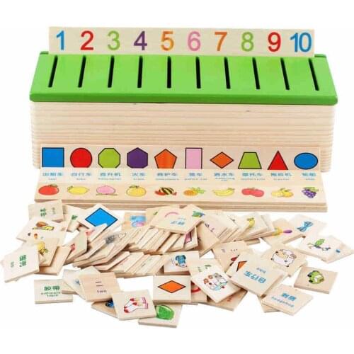 Baby Wooden Puzzles Number Pairing Knowledge Classification Box Toddler Early Education Cognition Toy