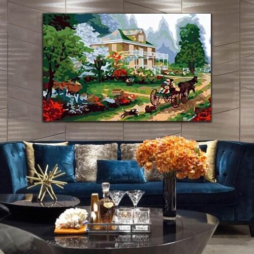 DIY colorings pictures by numbers withThe garden room picture drawing Relief painting by numbers framed Home