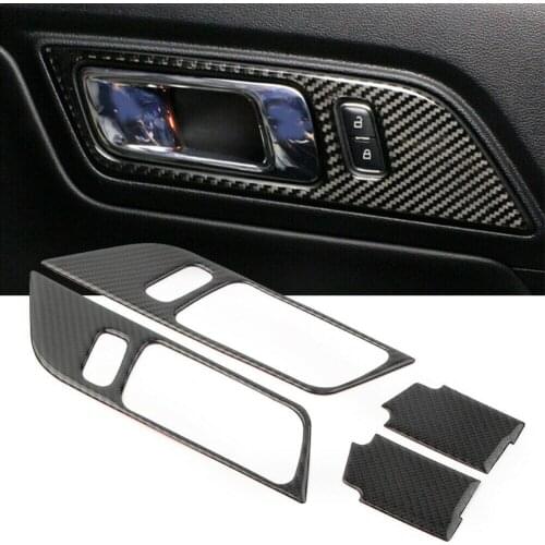 For Ford Mustang 2015 2016 2017 2018 2019 Carbon fiber styling ABS car interior door handle frame decoration sticker decoration