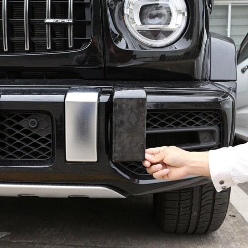 For Mercedes-Benz G-Class G63 version 19-20 Real Carbon Fiber Forged pattern Car Front bumper decoration sticker Car Accessories