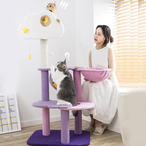 Purple Cat Climbing Frame Nest Tree One Body Scratching Column Large Tower Board Jumping Platform Villa Pet Supplies