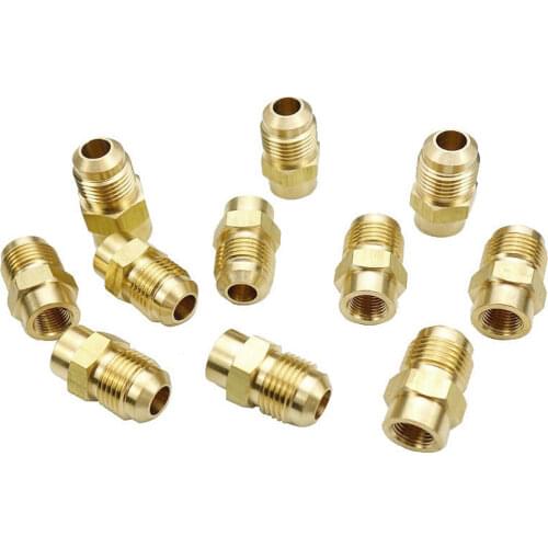 Flare Fit 1/4" 5/16" 3/8" OD Tube x 1/8" 1/4" NPT Female Brass SAE 45 Degree Pipe Fitting Air Condition