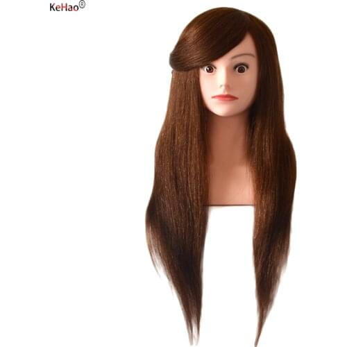 100% Natural Real Hair Mannequin Head For Sale 3 color 24inch Long Hair Training Head Can Paint Curl Twist to Make Hairstyle