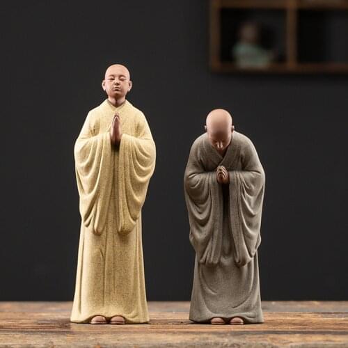 Chinese Zen monk Ceramic statues modern art sculptures Zisha Little Monk Home living room loft figures decorative statues