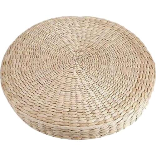 Round Straw Chair Seat Mat Grass Cushion Pad Beige Handmade Weave Floor Pillow Mat Yoga Tatami Decor 45X45cm-ABUX