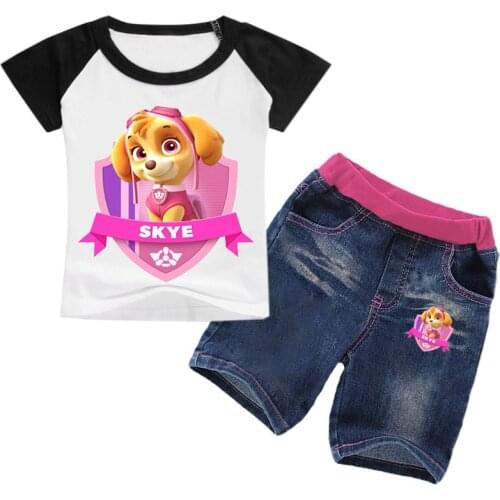 Summer Boys and Girls Suit Anime Paw Patrol Cartoon Girls Shirt T-shirt Short-sleeved Shorts Summer Suit Sports Suit Clothes