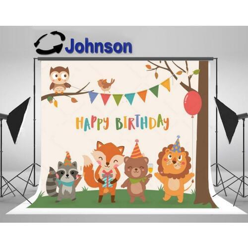 Cute Birthday Cute Wildlife Animals Cartoon backdrop High quality Computer print children kids backgrounds