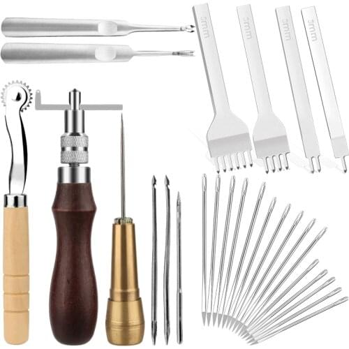 MIUSIE Leather Hole Punches Lacing Stitching Carving Craft Tool DIY Handmade Sewing Set For Leather Craftworks