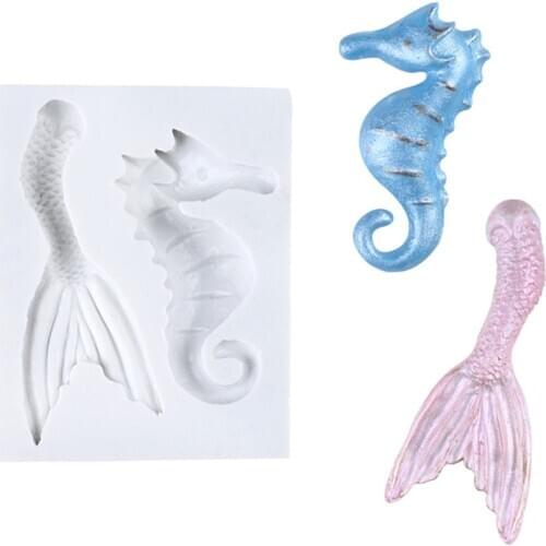 Hippocampus Sea Horse Mermaid Tail Silicone Mold Fondant Sugarcraft Cake Decorating Tools Chocolate Gumpaste Mold Baking Tool