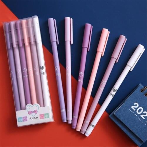 6pcs/boxed Morandi Color Gel Pens Set 0.5mm Black Ink Neutral Pen Pencils Writing School Office Supplies