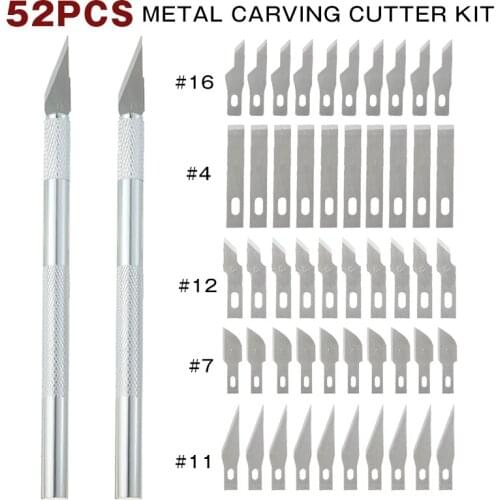 52pcs Professional Carving Craft Cutter Blades Kit High Quality DIY Repair Cutter Hand Tools for Wood Paper Cutting Tool