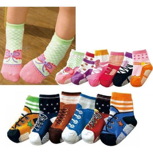 Hooyi Girls socks Anti-slip Infant First Walkers Sock Newborn socks Child shoes 6 Pairs Children Shoe Knee High Cotton