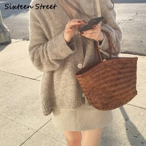 New Autumn Soft Knitted Cardigan For Woman V-Neck Wool Casual Long-Sleeve Gray Loose Sweater Open Stitch Female Knitwear 2020