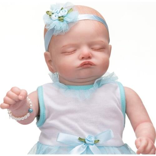 NPK 49CM Bebe Doll Rooted Eyelashes Reborn Baby Sleeping Girl Rosalie Soft Body Flexible Hand-Drawing Hair